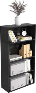 4 Tier Book Shelf, 4 Cube Storage Organizer,4 Tier Low Bookcase Storage Display Organizer, 44 Inch Versatile Cubes Shelf and Cubby Unit for Any Space (Black, 4 Cube-W(23.6inch)