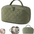 2026 Travel Makeup Bag for Women – 180° Lay-Flat Puffy Cosmetic Organizer with 5 Compartments, Water-Resistant & Machine Washable Makeup Case,Puffy Padded Organizer for Toiletries,Ideal Gifts for Her