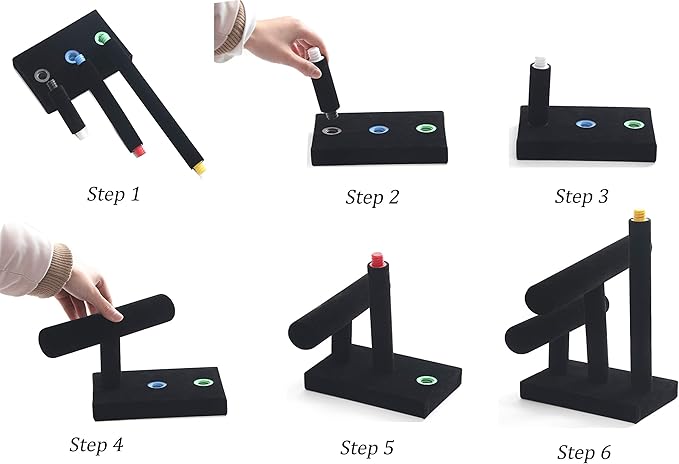 Wuligirl 3 Tier Bracelet Holder T-Bar Jewelry Stand Velvet Jewelry Holder Jewelry Display Bangle Organizer Storage Holder Velvet Black (3T Bar)
