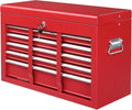 Metal Tool Box Organizer | Lockable Tool Chest | Toolbox with 5 Sliding Drawers | Large Tool Storage Box Organizer | Portable Toolchest with Keys for Garage Workshop and Tool Room | Red