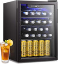 Antarctic Star 16 Bottle Wine Cooler Beverage Refrigerator Small Mini Wine Cellar Beer Soda Clear Glass Door Bar Fridge Quiet Operation Compressor Adjust Temp Control Freestanding, 2.5 Cu. Ft