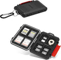 IP67 Waterproof Memory Card Case, Anti-Shock Memory Card Holder for 8 SD SDHC SDXC Cards,4 Micro SD SDHC SDXC TF MSD Cards,4 CFexpress Type-A CFA,2 Nano SIM Storage Carrying Case - Black