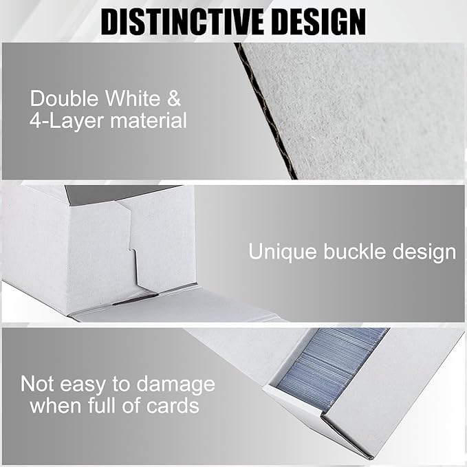 Trading Card Storage Box, 20-Pack 1100 Count White Corrugated Cardboard Bulk Sports Storage Box for TCG/Magic/Mtg Basketball Cards, Collectible Trading Cards