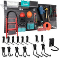 Slatwall Panel Garage Slat Wall Storage Systems with 15 Slatwall Accessories, 4'x8' Black Slat Wall Paneling for Retail Display, Garage Tool Storage, Guitar Shop, Home Storage