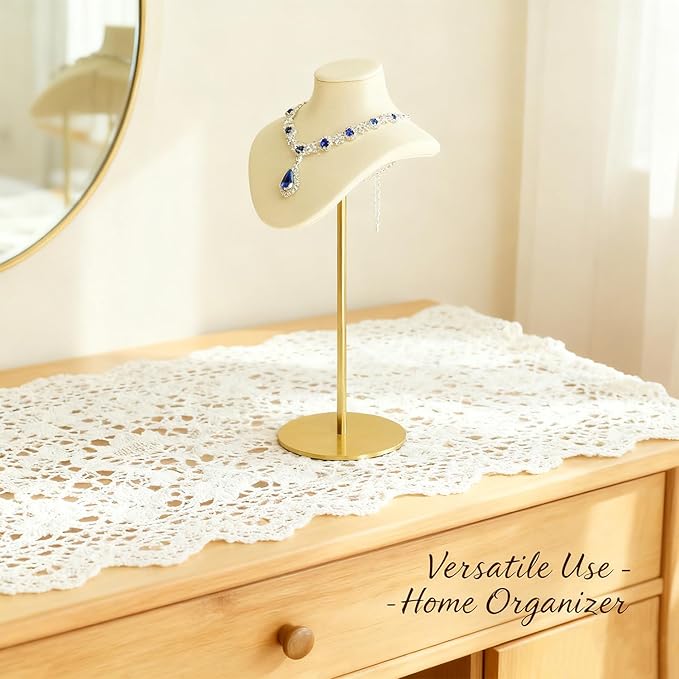 Necklace Display Stand For Selling Velvet Chain Jewelry Bust Holder Organizer With Stainless Steel Stand Jewelry Display