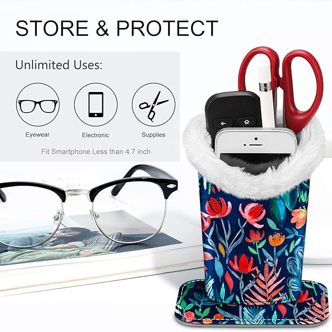 Fintie Plush Lined Eyeglasses Holder, Glasses Stand Case, Anti-scratch Glasses Storage Organizer for Desk, Nightstand, Office
