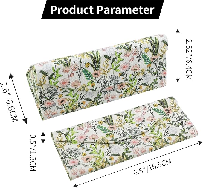 Foldable Glasses Case, Magnetic PU Leahter Sunglasses Case, Cute Hard Shell Folding Eyeglass Cases for Women Kids