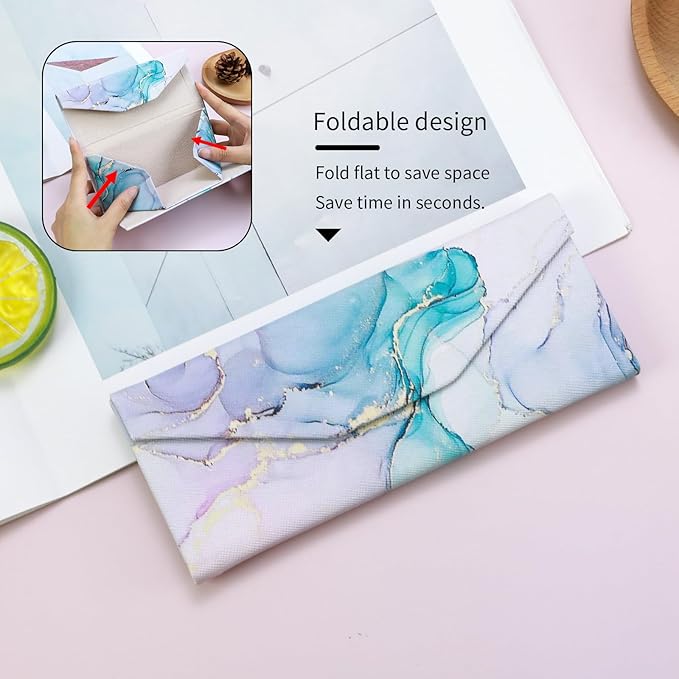 Foldable Glasses Case, Magnetic PU Leahter Sunglasses Case, Cute Hard Shell Folding Eyeglass Cases for Women Kids