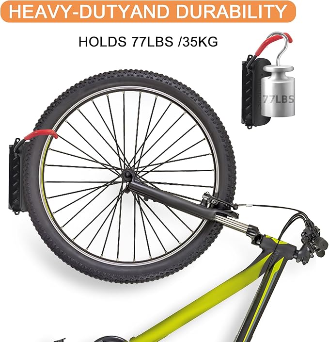 Swivel Bike Wall Mount, Bike Hangers for Garage, Space-Saving Bike Storage, Sturdy Bicycle Rack Can Holds Up to 77 lbs, Easy Install, 1 Pack