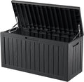 80 Gallon Deck Box, Resin Outdoor Indoor Waterproof Storage Box, Lockable Storage Box With Handle for Patio Furniture - Garden Tools - Swimming Pool Tools UV-Resistant, Black