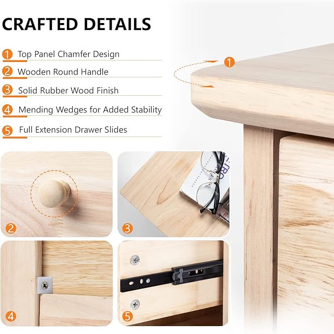 VINGLI Unfinished Natural Solid Wood Floating Nightstand for Bedroom, Small Nightstand with Drawer/Shelf, Farmhouse Night Stand Wall-Mounted Nightstand/Bedside Table for Small Space Color DIY
