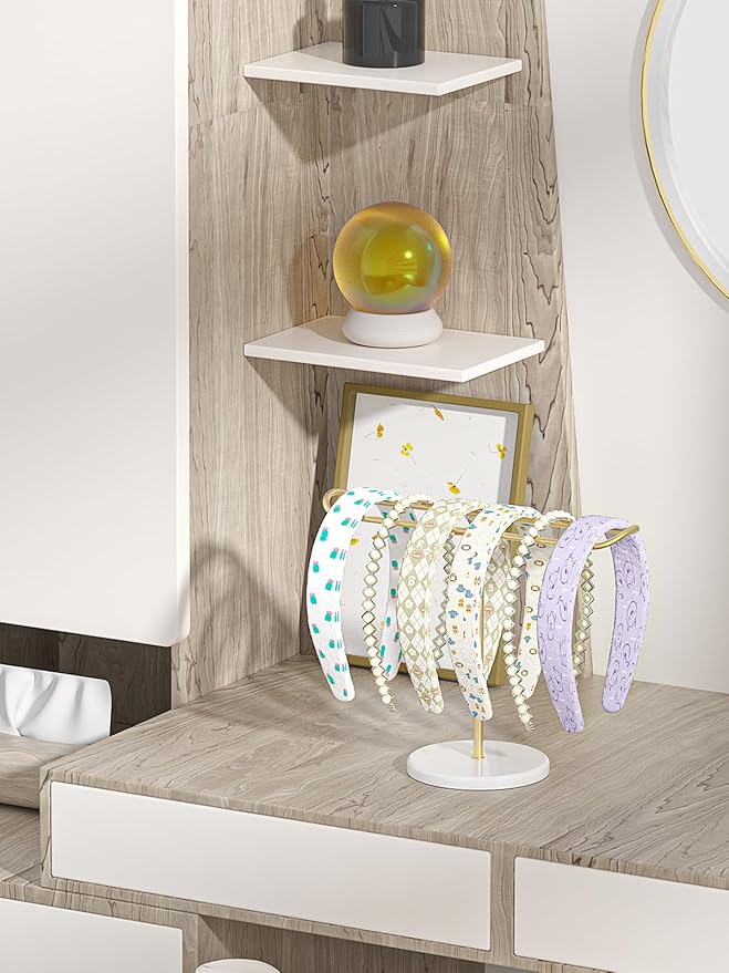 Headband Holder Organizer,Head Band Stand For Girls Room,Mouse Ear Storage For Women,Hair Accessories Display Rack (Metal Golden Headband Holder)