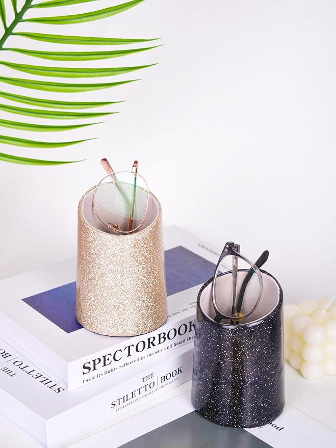 2 Pack Eyeglasses Holder PU Leather Glasses Stand Case Holder for Desks or Nightstands