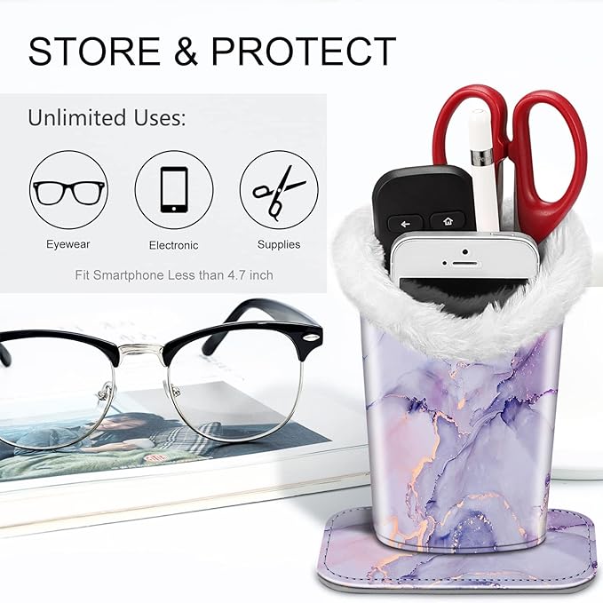 Fintie Plush Lined Eyeglasses Holder, Glasses Stand Case, Anti-scratch Glasses Storage Organizer for Desk, Nightstand, Office