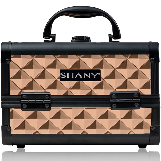 SHANY Chic Makeup Train Case Cosmetic Box Portable Makeup Case Cosmetics Beauty Organizer Jewelry storage with Locks, Multi trays Makeup Storage Box with Makeup Mirror - ROSA