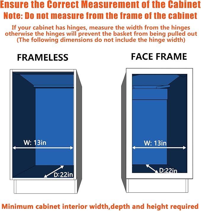 Pull Out Cabinet Organizer 12½" W x 21½" D, Heavy Duty Cabinet Pull Out Shelves, Slide Out Drawers Organization for Kitchen Cabinets Bathroom