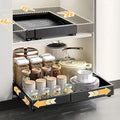 1 Pack Pull Out Cabinet Drawer, Width (11.4"-18.9") & Depth (16.3"-21.6") Expandable Slide Out Cabinet Organizer with Nano Film, No Drill Storage Shelves for Kitchen, Pantry, Bathroom (Black)
