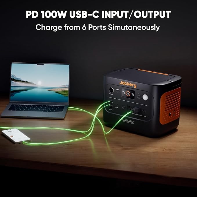 Jackery Explorer 1000 v2 Portable Power Station (1050Wh Version), 1500W AC/100W USB-C Output, LiFePO4 Battery, Fast Charge, Power Supply for Outdoor,Emergency, RV, Off-Grid Living