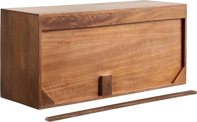 Kate and Laurel Ranier Modern Wooden Two-Door Wall Cabinet, 30 x 10 x 14, Walnut Brown, Decorative Storage Cabinet with Dimensional Face for Use as Floating Nightstand or Floating TV Shelf