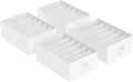 SONGMICS Set of 4 Large Size Wardrobe Clothes Organizers, 6-Compartment Foldable Drawer Organizers with Handles, 16.5 x 11.8 x 6.7 Inches, for Pants, Sweaters, Jeans, Cloud White URUS009W04