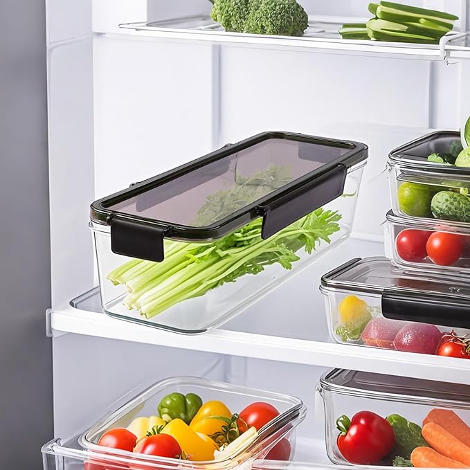 Celery Keeper for Refrigerator, Celery Storage Container with Lid, BPA-Free Long Plastic Fridge Storage Container for Fresh Celeries, Easy to Clean and Leak Proof, Food Storage Bins for Kitchen