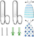 Ironing Board Hanger Wall Mount, Ironing Board Holder for T or Y Leg, Iron Board Holder Stainless Steel, Iron Board Hanger for Laundry Room, Iron Boards Hook for Wall