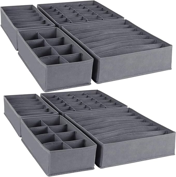 Dresser Drawer Organizer 8 Pack Clothes Underwear Sock Storage Dark Gray Drawer Dividers Grey Foldable Closet Organizer Storage Box Dresser Drawer Organizers
