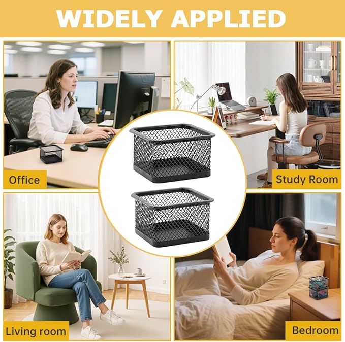 Paper Clip Holder for Desk, Paperclip Holders Mesh Paperclip Dispenser Organizer for Desk Binderclip Bobby Pin Holder Container for Home Office School(SIZE:2pcs)