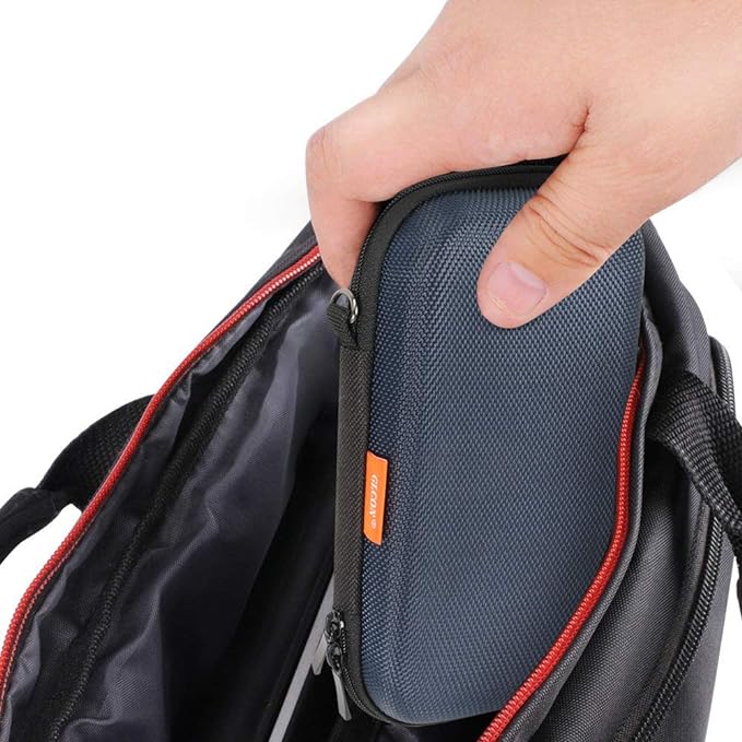 Hard EVA Protective Case - GLCON Portable Storage Case for Charging Cable, Power Bank, Hard Drive, Cell Phone, External Battery - Small Travel Case Mesh Inner Pocket + Zipper Enclosure (Grey Blue)