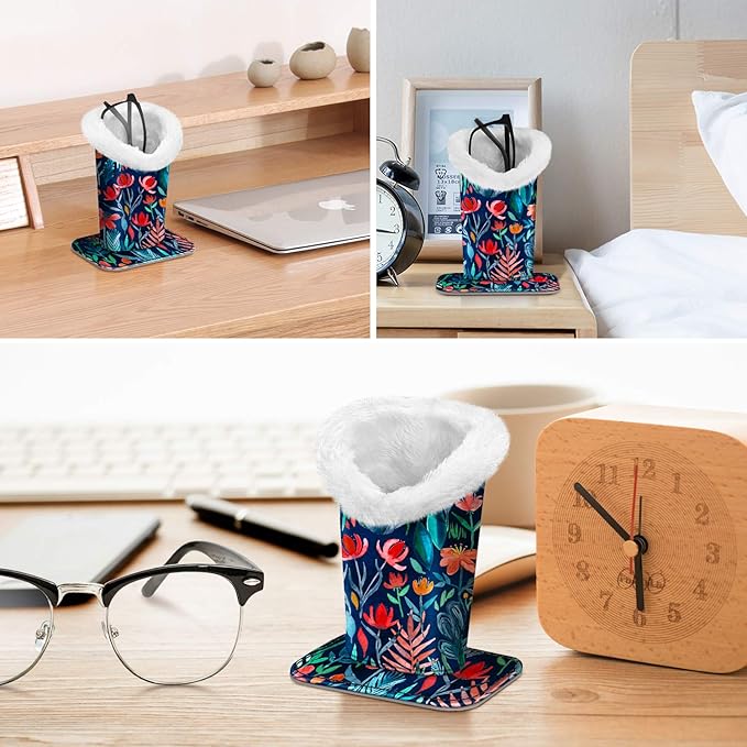Fintie Plush Lined Eyeglasses Holder, Glasses Stand Case, Anti-scratch Glasses Storage Organizer for Desk, Nightstand, Office