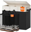 180L Laundry Hamper 3 Section, Large Laundry Basket with Lid, Laundry Basket Organizer with Handles, Divided Clothes Hampers for Laundry, Bedroom, Bathroom, White & Black