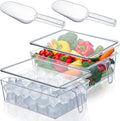 Havawish 4 Pcs Ice Storage Bin for Freezer with Lid and Flexible Scoop Set Plastic Ice Container with Lid Handle for Home Office Fridge Storage (12.4 x 8.07 x 3.94 Inches,Clear)