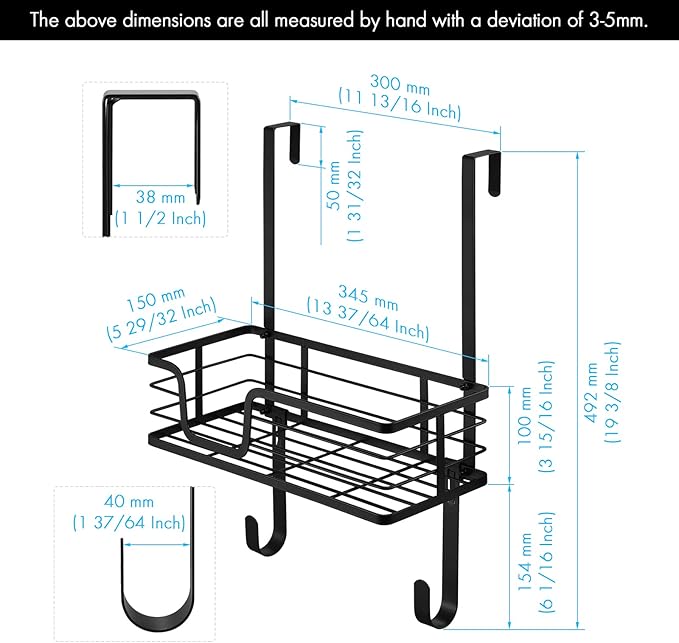 KES Ironing Board Hanger Over The Door Ironing Board Holder T Shape Fit for 1 3/8 Doors Matte Black, HIR500A-BK