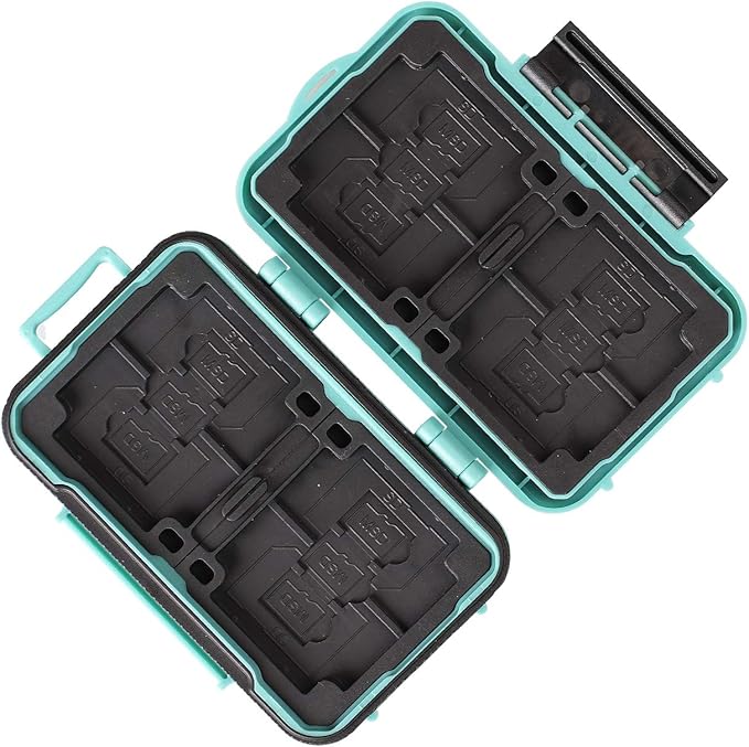 LYNCA 24 Slots Camera Memory Card Case Holder Water-Resistant Anti-Shock SD Card Case Holder Wallet for 8 SD Cards 4 CF Cards 12 Micro SD/TF Cards Storage Box, Compact Memory Cards Wallet (Green)