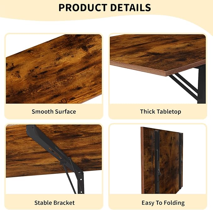 GOYLSER Wall Mounted Folding Table Floating Desk for Small Spaces, Fold Down Laundry Wall Table with Brackets