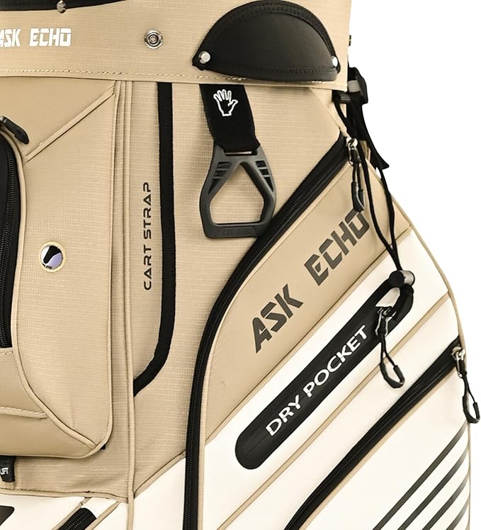 ASK ECHO 2024 T-Lock Golf Cart Bag with 14 Way Organizer Divider Top, Premium Cart Bag with Handles and Rain Cover, for Men