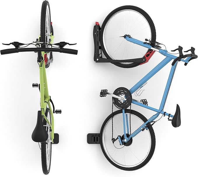 WALMANN BIKEPAL No Lifting Wall Mount Swivel Bike Rack, Vertical Bike Wall Hangers for Garage Space Saving Bike Storage Solution(2 Pack)