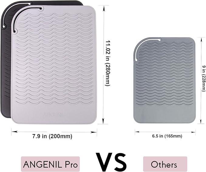 ANGENIL Large Heat Resistant Silicone Mat for Curling Iron, Flat Iron, Hair Straightener and Craft Glue Guns