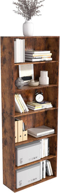 6 Tier Book Shelf，Wooden 6 Cube Storage Organizer,Low Bookcase Storage Display Organizer (Brown, 6 Cube-W(23.6inch))