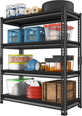 Heavy Duty Garage Shelves - 40''W 1,680Lbs Steel Metal Adjustable Utility Industrial Storage Shelving Rack Units for Warehouse Basement 4 Tier Black 39.3" W x 15.7" D x 62" H