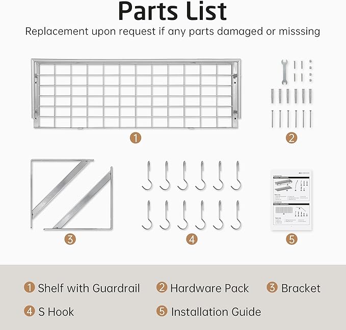 KES 30-Inch Silver Gray Pot Rack, Wall Mounted Hanging Pot and Pan Organizer with 12 Sturdy Hooks, Kitchen Wall Hanger Shelves Modern, KUR215S75A-SG