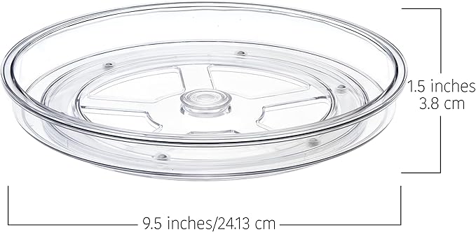 primebox 9.4" Lazy Susan Organizer. 360 Degree Rotating Turntable for Cabinets, Fridge, Pantry, Bathroom, Under Sink Organizing, Vanity, Countertops, Organizer for Spices Clear 4 Pack
