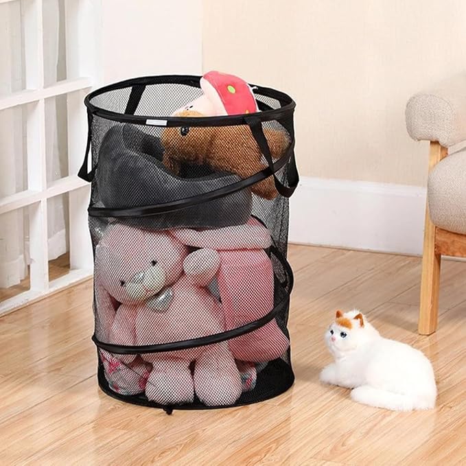 BESPORTBLE Foldable Laundry Basket with Handles Large Capacity Mesh Clothes Storage Container Portable Collapsible Hamper for Home Camping Dorm Travel Space-saving Organizer