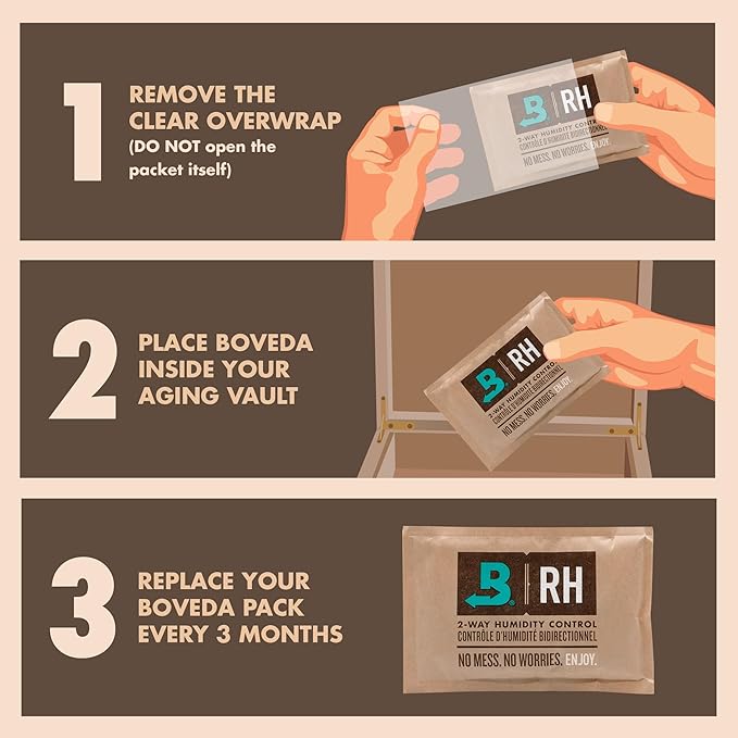 Boveda 65% Two-Way Humidity Control Pack For Aging & Long-Term Storage in Large Plastic & Wood Boxes – Size 320 – Single – Moisture Absorber – Humidifier Pack – Individually Wrapped Hydration Packet