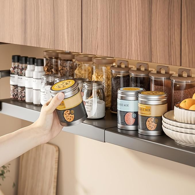 Hanging Under Shelf Storage Basket, Adjustable Width Under Cabinet Add-on Storage Racks, Heavy Duty Slide-in Baskets Organizer for Cabinet Pantry Kitchen, 1 Pack, 8.46"D x 17.7"W x 7.36"H