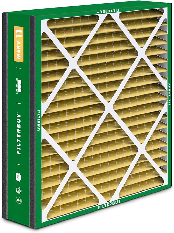 Filterbuy 20x25x5 Air Filter MERV 11 Superior Pet & Allergy Defense (4-Pack), Pleated HVAC AC Furnace Filters for Trion Air Bear, Generalaire, Skuttle, and More (Actual Size: 19.63 x 24.13 x 4.88)