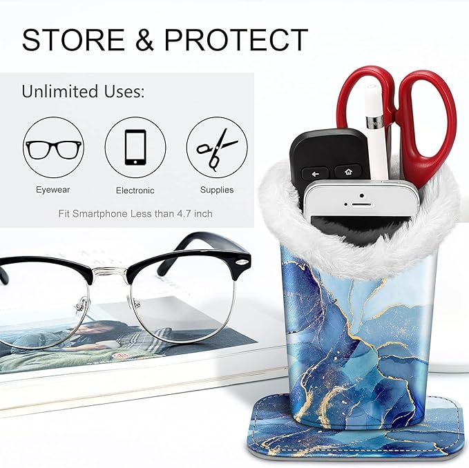 Fintie Plush Lined Eyeglasses Holder, Glasses Stand Case, Anti-scratch Glasses Storage Organizer for Desk, Nightstand, Office