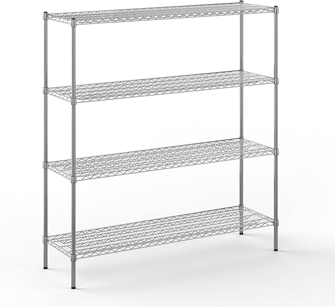 18" Deep x 60" Wide x 64" Height Wire Shelving Kit | 4-Tier | NSF Commercial Storage Rack Unit