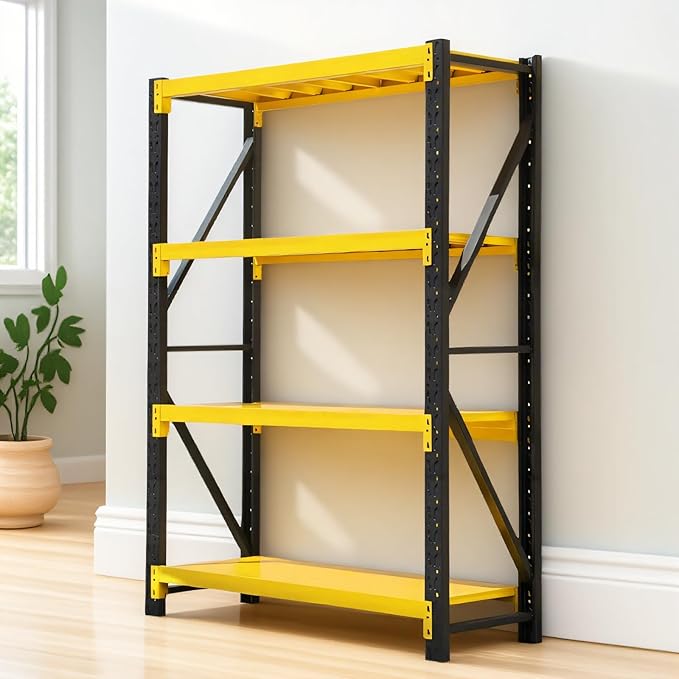 torage Shelves,Garage Shelving Heavy Duty Metal Adjustable Garage Shelves, Shelving Units Industrial Shelving for Warehouse (Yellow and Black, W47.2*D19.7*H78.7)
