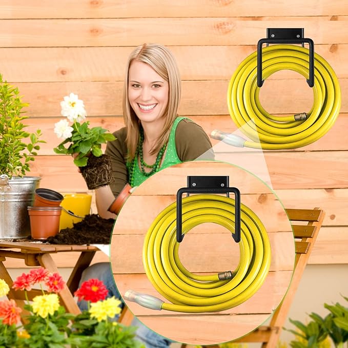Metal Garden Hose Holder - Wall Mount Heavy Duty Holds Up to 150Ft Hose
